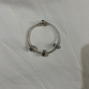 Pandora Silver Charm Bracelet with Black Accents